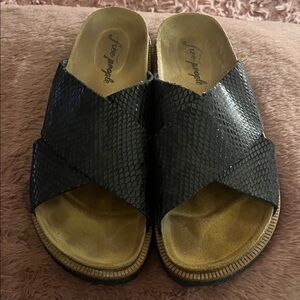 Free People Black Textured Mules